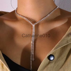 Pendant Necklaces Simple Rhinestone Tassel Necklace Vintage Triangle Pendant Aesthetic Crystal Necklace Choker WeddWomen Jewelry Accessories J230817