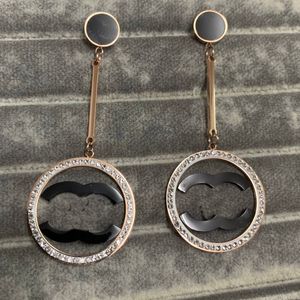 Big Size Luxury Women Designer Earrings Black Hollow Letter Stud Ring Pendant Top Quality Engagement Earring Wholesale