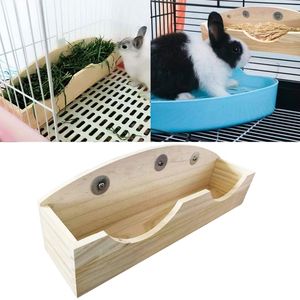Small Animal Supplies Rabbit Feeder Bunny Hay Manger for Cage Chinchilla Wooden Food Bowl Non Toxic Safe Material 230816