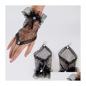 Bridal Gloves New Bride Fingerless Lace Short Yarn Black Bow S20 Drop Delivery Party Events Accessories Dhshk