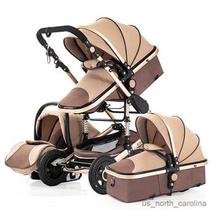 Carrinhos de bebê# 3 em 1 bebê carrinho de bebê Luxunhão High Paisagem Baby Pram portátil Baby Multifuncional Carruagem Recém -nascido Double R230817