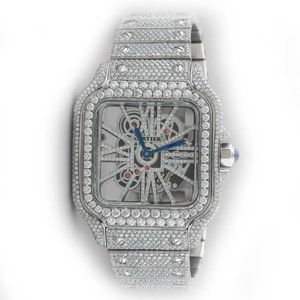 Роскошные часы CT Swiss Made Watch 31 CT VVS1 White Moissanite Diamond CT Santos Men's 40 -мм стальные часы HBTR