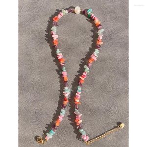 Chains 2023 Colorful Natural Stone Splice Baroque Freshwater Pearl Necklace For Women's Beach Leisure And Vacation Nature