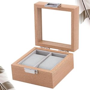 Watch Boxes 1 PC 2 Grids Exquisite Wooden Box Handy Display Organizer Couple Storage Case For Gift