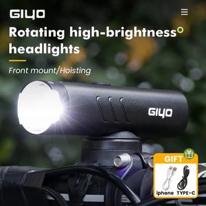 Luzes de bicicleta Giyo 9001500 LM LUZ 4000MAH LURMANGAUGE Lâmpada Anti -Bicicleta Iluminação frontal Lente rotativa IP66 Impervenção a água 230816