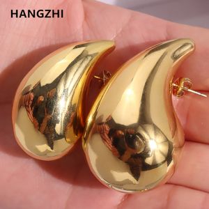 Ohrmanschette Hangzhi riesige Größe 5 cm Wasserabfall Ohrring für Frauen Messing klobig hohl glatt übertrieben dicke große Schmuckdesign 230816