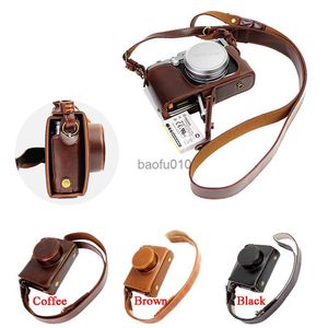 Acessórios para bolsas de câmera Bolsa de vídeo de câmera de luxo para fujifilm fuji x100 x100s x100t PU Camera de couro bolsa com cinta aberta design de bateria HKD230817