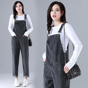 Jeans femininos Mulheres Suspendas de moda casual calças de bolso de bolso solto tiras de ombro Big L-5xl 6xl 7xl 8xl