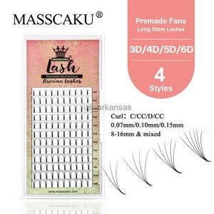 False Eyelashes MASSCAKU 3D/4D/5D/6D Long Stem Premade Fans Russian Volume 8-15Mix Premade Fans Custom Packaging False Individual Lashes HKD230817