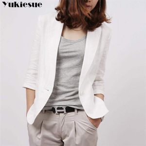 Womens Suits Blazers Cotton and Linen Suit Jacket Spring Summer chic elegant jackets Short blazers White woman blazer for women 230817