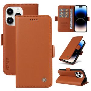 Slim Magnetic Folio Leather Vogue Telefonfodral för iPhone 15 14 13 12 Pro Max Samsung Galaxy S22 S23 Ultra A33 A53 5G Multiple Card Slots Wallet Bracket Business Shell