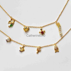 Pendant Necklaces Wholesale Ins Multi Element Cute Zircon Pendant Necklace For Women Girls Sweet Exquisite Charm Choker Necklace Jewelry Gift J230817