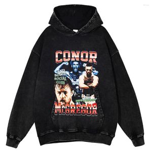 Erkek Hoodies 2023 Sonbahar/Kış Punk Büyük Boy Kazak Harajuku Vintage Boxer Portre Hoodie Street Elbise Yıkanmış Eski Kapüşonlu Sweatshirt