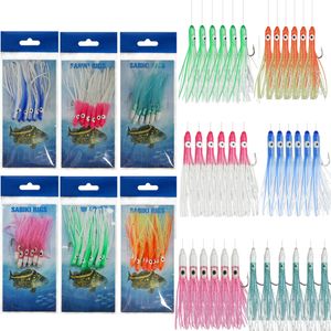 Baits Lures 6/12Packs Soft Squid Skirts Eel fishing Lures Teasers Saltwater Octopus rig live bait Mackerel Snapper Artificial Bait Fishhooks 230816