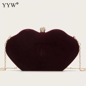Borsa per spalla rossa del vino hobo inverno inverno borse da design di lussuoso borse da catena femminile borsetta della moda Bolso Mujer HKD230817