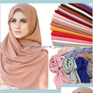Schals hochwertig Crinkle Chiffon Hijab Schalschals Ladies Muslim Mode Plain Wrap