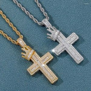 Pendant Necklaces Pendant Necklaces Crown Cross Hip Hop Square Round Zircon Micro-Inlaid Retro Personalized Men And Women