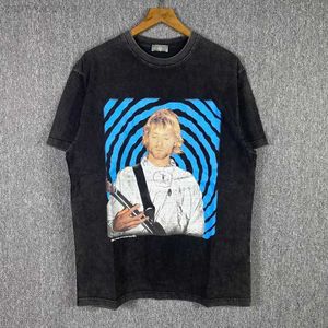 メンズTシャツ高品質のビンテージTシャツ男性ヘビーファブリックポートレートプリント女性シャツファッションティーストリートウェアTシャツメンズ服