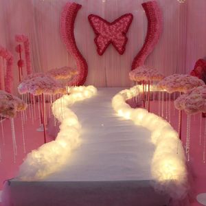 10pcs)Wedding Stage Aisle Decoration & Supplies White Snow Yarn With Light backdrop wedding hall church decoration