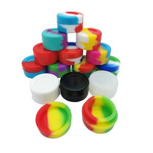 Round Non Stick Silicone Jar Container 5Ml Silicon Box Tub Jar Wax dabber tool Oil rigs Slicks for smoking accessories LL