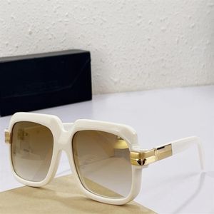 Óculos de sol quadrados vintage Legends 607 Creme Gold Mirror Men Driving Glasses Hip Hop Mulheres de moda de sol para esportes de férias S289R