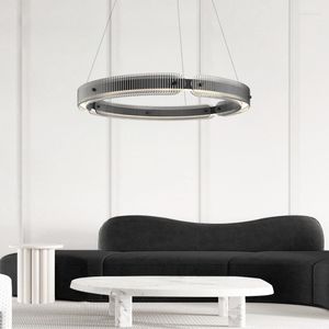 Pendant Lamps Italian Light Luxury Circular Living Room Glass Chandelier Creative Personality Bedroom Lighting LED Lights