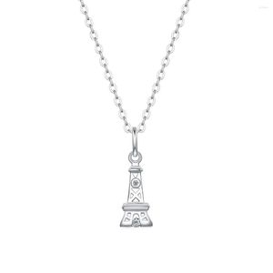 Cadeias elegantes estilo parisiense Eiffel Moissanite Pingente Colar 925 Sterling Silver Ajustável Mulheres Presente de aniversário da cadeia