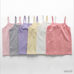 Tank Top Cotton Children's Summer Vest Colored Kids Camisole Children Tops Summer Baby Singlet Girls Undershirts Teenager Tank R230817