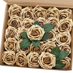 Fiori decorativi mefier home fiore artificiale 25pcs reale con rose finte dora