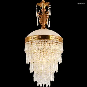 Lampade a sospensione Dingfan Price di fabbrica francese Lampada di lusso in ottone di lusso soggiorno antico lampadario a lume di candela di rame