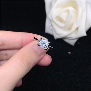 Cluster Rings Pure White Gold AU750 Ring 1CT D Color Certified Moissanite Engagement For Women Test Real With Certificate Beautiful Box