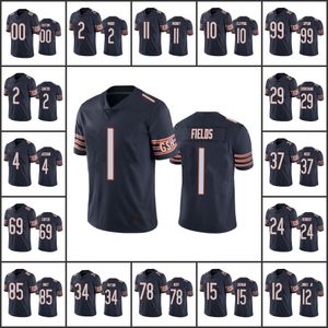 Chicago''bears''men 1 Justin Fields 2 D.J.ムーア34ウォルターペイトン10チェイスクレイプール女性ユースネイビーカスタムリミテッドジャージー