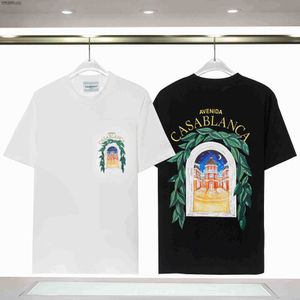 T-shirt maschile harajuku 23ss estate New Casablanca Letter Printing Black Thirt Black Maglie di alta qualità uomini donne cotone casual moda tee hkd230817