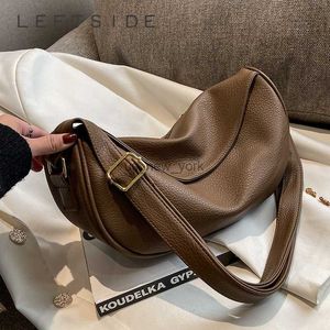 Hobo Leftside Solid Shoulder Bags for Women 2023 Trend New in Leather Designer Travel Stora Capacity Crossbody Handväskor Hobos HKD230817