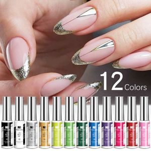 8ml Gelnagelkunstlinie Pinsel Politur 12 Farben für UV/LED -Farbnägel polnische DIY -Malerei Lack Liner Gele E207