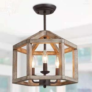 Ceiling Lights American Retro Industrial Lamp Farmhouse Corridor Dining Room Kitchen Bedroom Balcony Wood Light