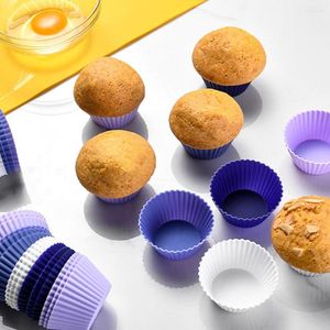 Moldes de cozimento 12pcs/conjunto de silicone cupcakes de molde de molde de molde de louça reutilizável muffin antiade
