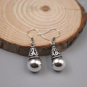 Dangle Earrings Genuine Real 925 Sterling Silver Unique Ball Charm 35mm Length Stamp S925 For Woman