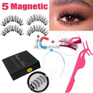 フェイスリラッシュLekofo 2023磁気まつげを5つの磁石ミンクまつげを再利用可能な3D False Eye Lashes Makeup Faux Cils Magnetique Tweezers HKD230817