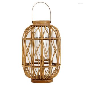 Candele Candele Vintage Holder in legno Rattan Antique Lantern Rustic Home Decor all'aperto