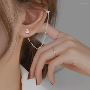 Backs Earrings Asymmetry Squares Crystal Y2k Ear Clip For Women Shiny CZ Cuff No Piercing Orbital Trend Jewelry Accessories EF007