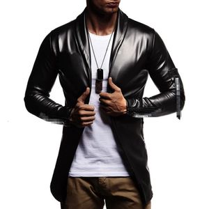 Мужские куртки ночной клуб кожаная куртка мужская мода Slim Fit Мотоцикл кожа
