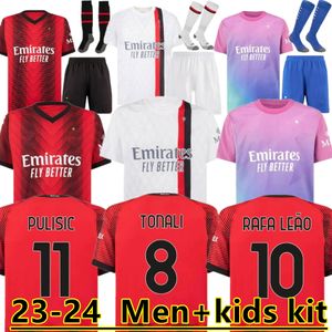 23 24 GIROUD PULISIC Adult soccer jerseys 2023 2024 Third TONALI REBIC THEO BENNACER KESSIE R.LEAO RAFA LEAO football shirts KJAER AC Milans men kids kit Uniformi 88888