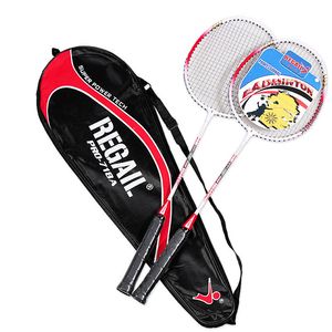 Andere Sportartikel 2PCS Professional Aluminiumlegierung Badminton Schläger Backfarbe für Metall Two Color Training Set mit Tasche 230816