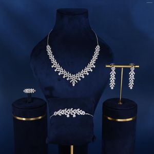 Orecchini di collana Impostare il matrimonio di cristallo squisito di alta qualità matrimonio 4 pezzi gioielli zirconi placcati in platino per la sposa