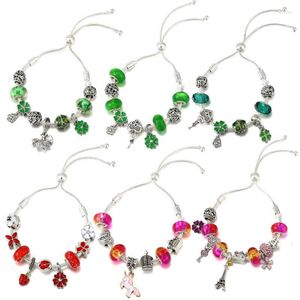 Gioielli a trifoglio verde Strand Giolletti dolci perle fai -da -te Bracciale originale per ragazze Accessori a forma di cuore rosso regalo