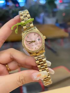 Damer Watches Rhinestone Diamond Gold Women Watch Designer armbandsur 316L All rostfritt stålband 28mm vattentätt för kvinnors alla hjärtans dag gåva