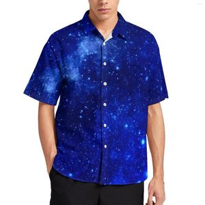 Men's Casual Shirts Blue Galaxy Sky Blouses Man Astronomy Print Hawaiian Short Sleeve Custom Y2K Oversize Beach Shirt Gift