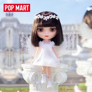 Слепая коробка Pop Mart Lacelle Angel Strawberry Dress Movle Doll Bjd Toy Kawaii фигурная фигура Модель модель модели Mystery Box 230816