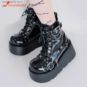 Boots Platform Wedges Ankle Boots For Women Gothic Style Cool Vampire Cosplay Street Women Shoes Motorcykelstövlar Comfy Big Size 43 T230817